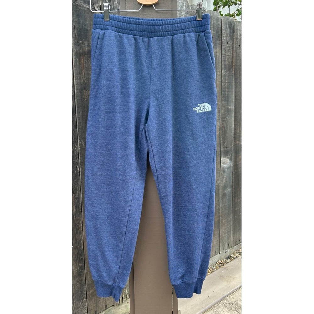 The North Face Womens Small Blue Heather Fleece Jogger Sweatpants Logo NF0A5ITY